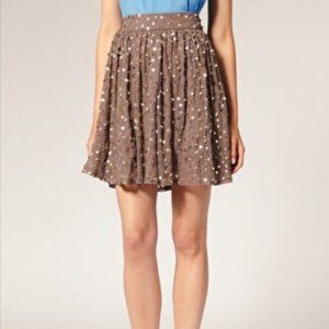 Reiss Lina Mocha Sequin Skirt Size 4 Neutral Party Romantic Whimsical Fairy